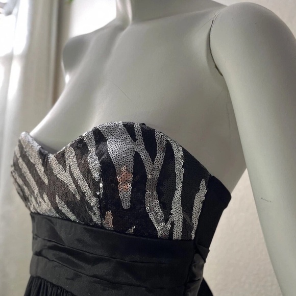 Y2K 2000s Formal Dress Small XS Black Sequin Mini Bubble Hem Short Fairy Prom - Picture 1 of 15